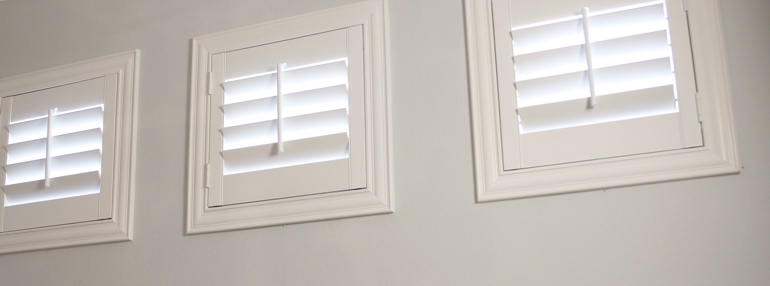 Small Windows in a Sacramento Garage with Polywood Shutters